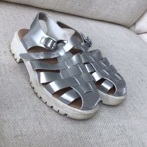 Kids Silver Moccasin Shoes